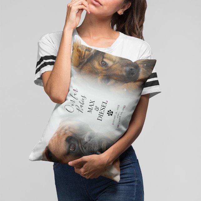 Coussin Rectangle Style Chic Pet Memorial 2 x Photo Keepsaké (Créateur téléchargé)