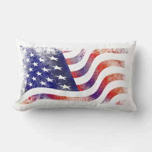 Coussin Rectangle Style de Grunge Patriotique Faded American Drapeau