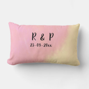 Coussin Rectangle style de texte minimal simple blanc mariage rose j