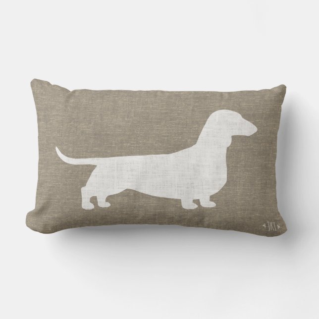 Coussin Rectangle Style de toile de toile de jute de teckel de Faux (Recto)