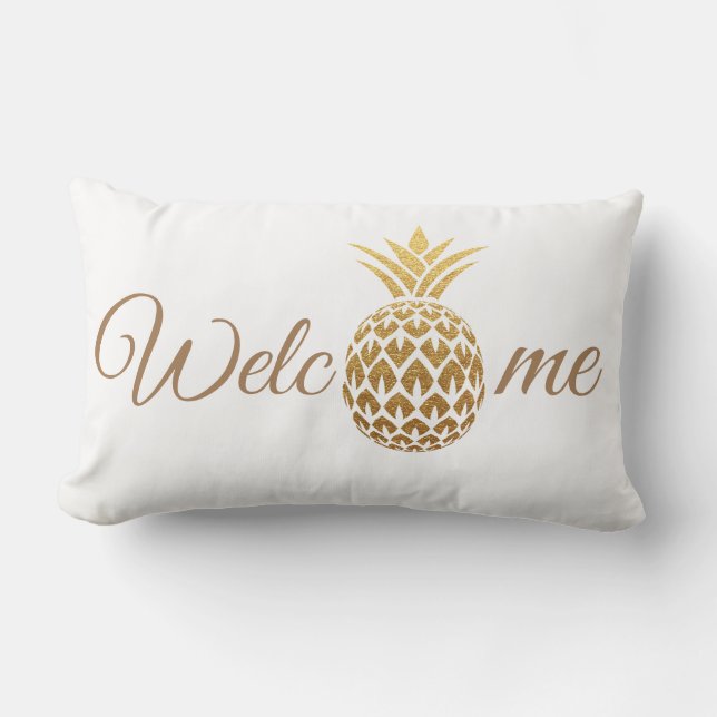Coussin Rectangle Style moderne Gold Ananas White Accueil (Recto)
