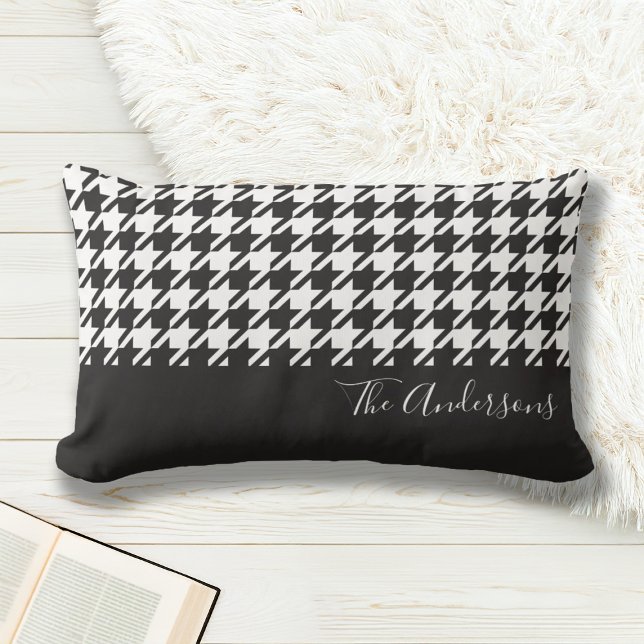 Coussin Rectangle Style moderne noir et blanc Houndstooth (Créateur téléchargé)