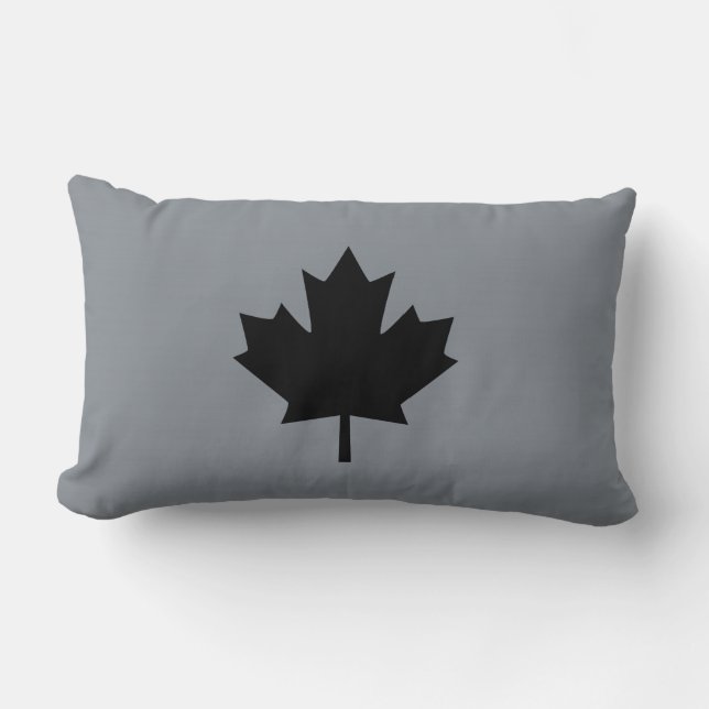 Coussin Rectangle Style noir canadien de feuille d'érable (Recto)