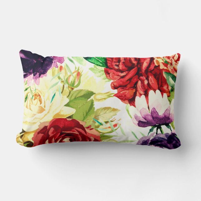 Coussin Rectangle Style vintage Grandes aquarelles (Recto)