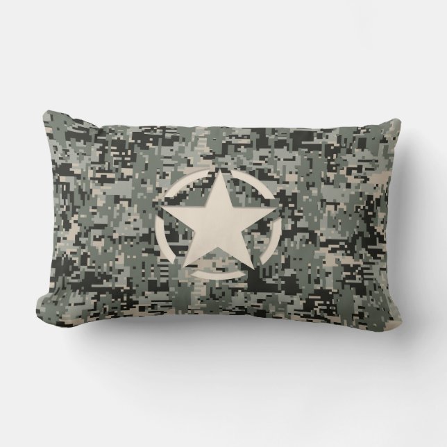 Coussin Rectangle Stylo Star sur le Camouflage numérique (Recto)