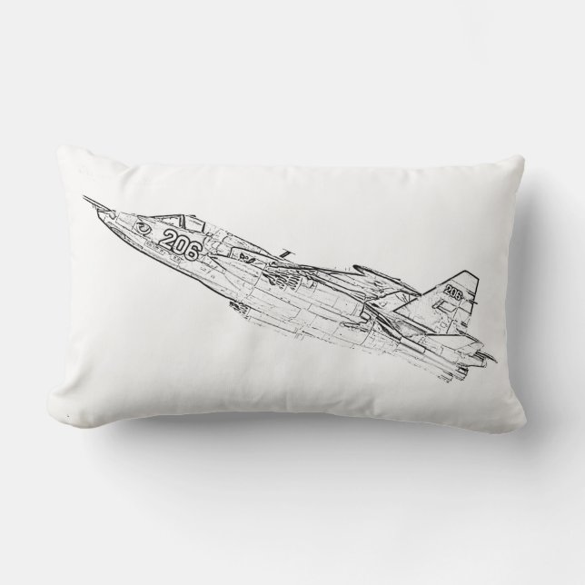Coussin Rectangle SU 25 Grach Soviet Frogfoot Plane Croquis (Recto)