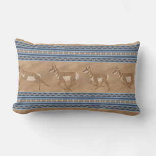 Coussin Rectangle Sud-ouest Pronghorn Antelopes Frontière bleue et B