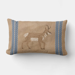 Coussin Rectangle Sud-Ouest Pronghorn Marcher Antelope Bordure Bleue