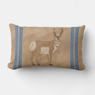 Coussin Rectangle Sud-Ouest Pronghorn Standing Antelope Bordure Bleu