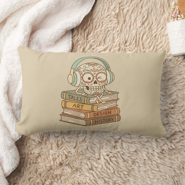 Coussin Rectangle Sugar Skull Passionate About Reading (Couverture)