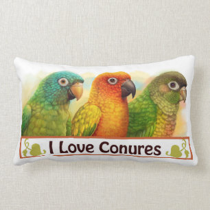 Coussin Rectangle Sun bleu-a couronné des conures verts-cheeked