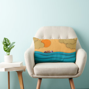 Coussin Rectangle Sunrise Ocean Ship Sun Sunset