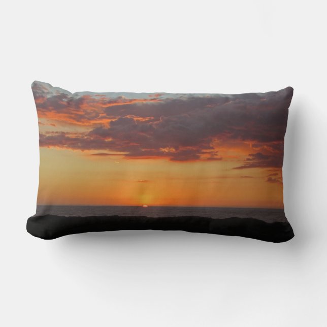 Coussin Rectangle Sunset Photo Bright Orange Soirée Sky Ocean (Recto)
