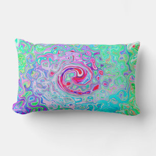 Coussin Rectangle Super Abstrait rose rétro et vert