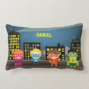 Coussin Rectangle Super-héros mignon pour chambre d'enfants Skyline