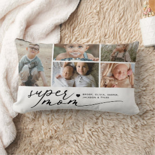 Coussin Rectangle Super Maman Moderne 5 Collage de Photos
