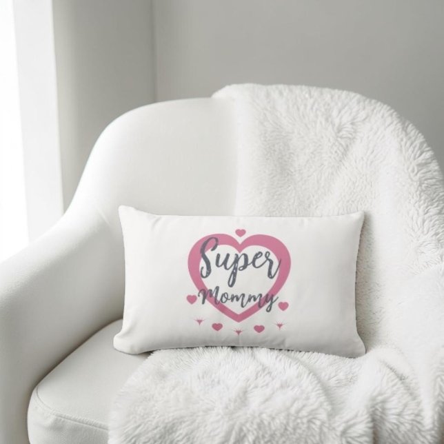 Coussin Rectangle Super Mommy Personalized Best Mom Gift Lumbar (Créateur téléchargé)