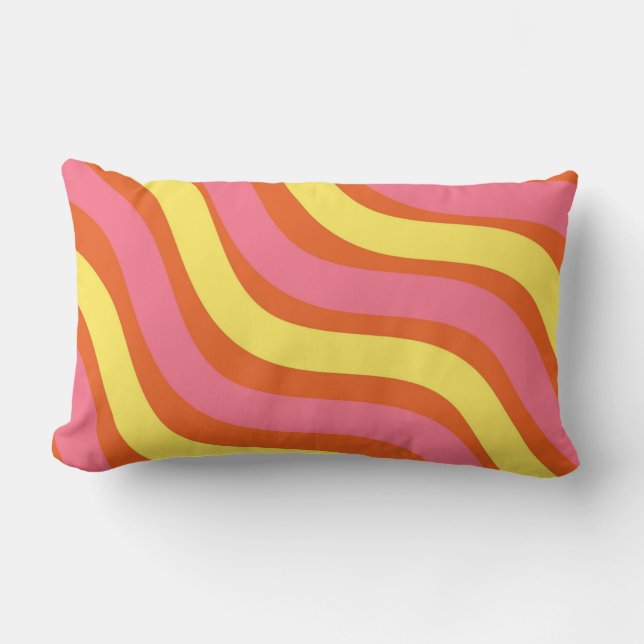 Coussin Rectangle Super orange jaune rose gras rayure gras printemps (Recto)