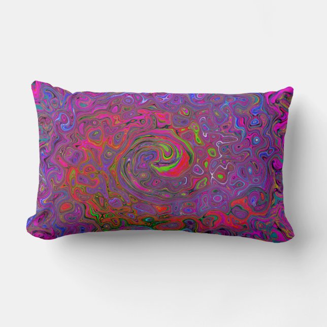 Coussin Rectangle Super psychédélique Magenta Retro Liquide Swirl (Recto)