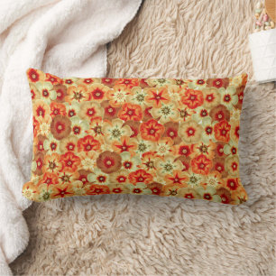 Coussin Rectangle Super Retro Orange Hippie Fleurs Motif