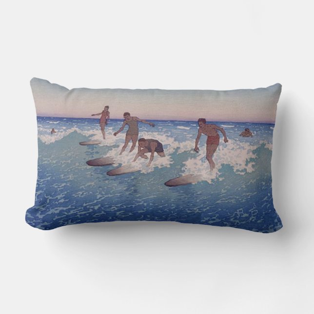 Coussin Rectangle "Surf-Cavaliers, Honolulu" - Charles W. Bartlett (Recto)