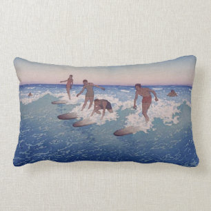Coussin Rectangle "Surf-Cavaliers, Honolulu" - Charles W. Bartlett