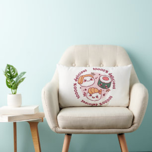 Coussin Rectangle sushi kawaii avec des citations drôles pour amoure