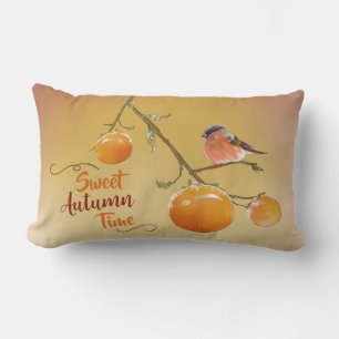 Coussin Rectangle Sweet automne Orange Persimmon Fruits & Oiseau Lum