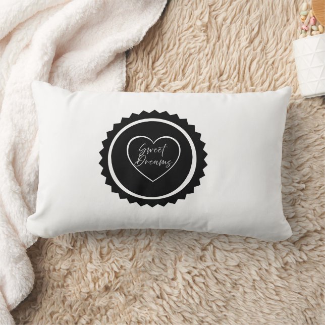 Coussin Rectangle Sweet Dreams Heart Emblem Monochrome (Couverture)
