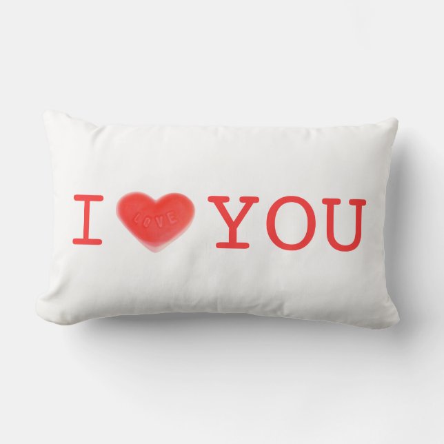 Coussin Rectangle Sweet Heart 'I Heart You' deux côtés lumbar (Recto)
