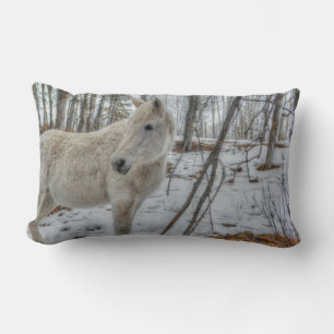 Coussin Rectangle Sweet White Mare et cadeau de forêt d'hiver