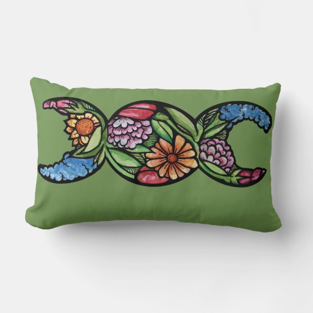 Coussin Rectangle Symbole de la Triple Lune Fleurir (Recto)