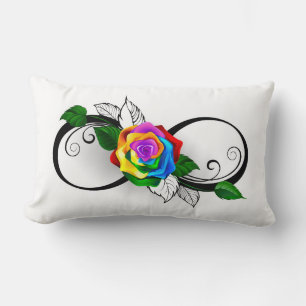 Coussin Rectangle Symbole de l'infini avec rose arc-en-ciel