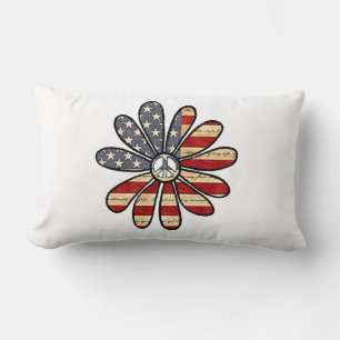 Coussin Rectangle SYMBOLE DE PAIX HAUTE Fleur SIGNE Drapeau américai
