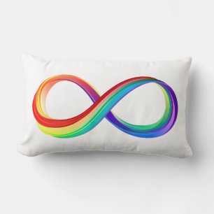 Coussin Rectangle Symbole d'infinité arc-en-ciel stratifié