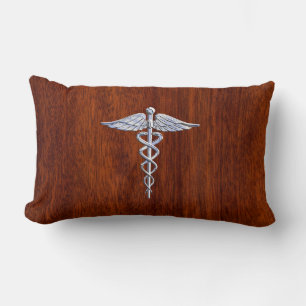 Coussin Rectangle Symbole Médicale de Caduceus en argent Imprimer