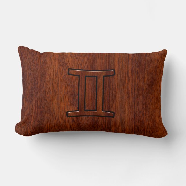 Coussin Rectangle Symbole moderne Gemini Zodiac sur l'acajou comme i (Recto)