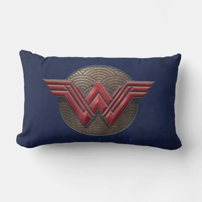 Coussin Rectangle Symbole Wonder Woman sur les cercles concentrés (Recto)