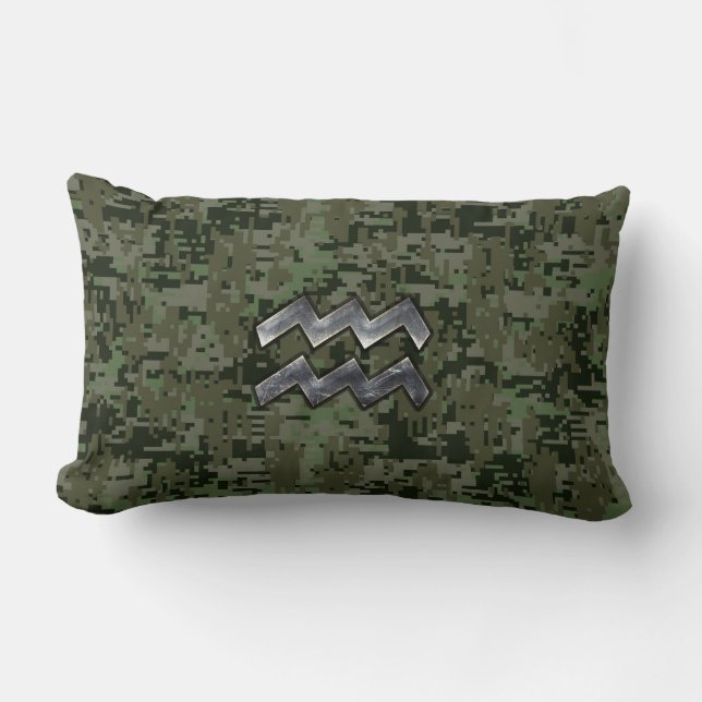 Coussin Rectangle SYMBOLE Zodiaque Aquarius Camouflage numérique ver (Recto)
