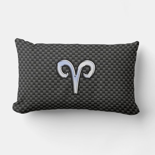 Coussin Rectangle Symbole Zodiaque de Bélier Noir Carbone Décor (Recto)