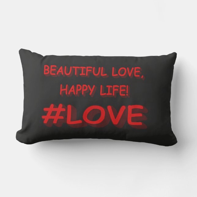Coussin Rectangle Sympa Conception d'expression "BEAU AMOUR". Comman (Recto)