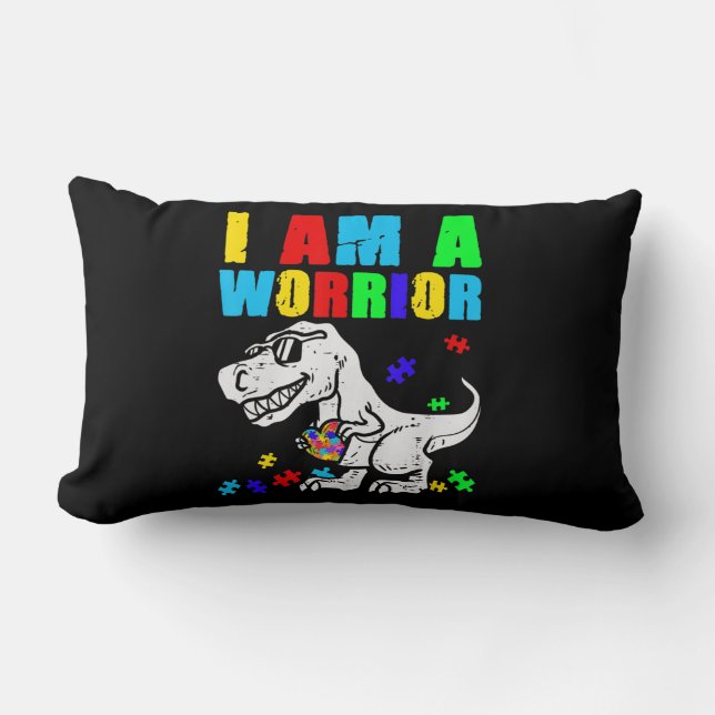 Coussin Rectangle T Rex Dino Je Suis Un Guerrier Sensibilisation sur (Recto)