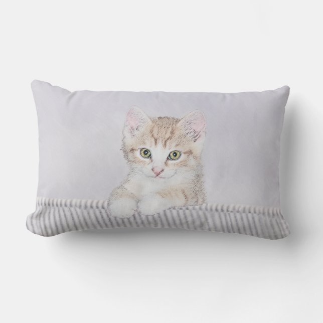 Coussin Rectangle Tabby Orange Kitten Peinture - Art Chat original (Recto)
