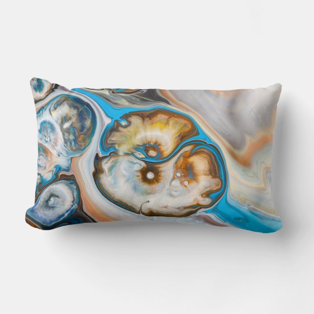Coussin Rectangle Tableau abstrait bleu et blanc (Recto)