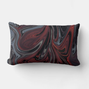 Coussin Rectangle Tableau abstrait gris et rouge