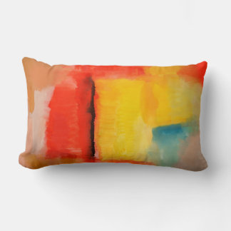 Coussin Rectangle Tableau Abstrait moderne rouge jaune bleu coloré