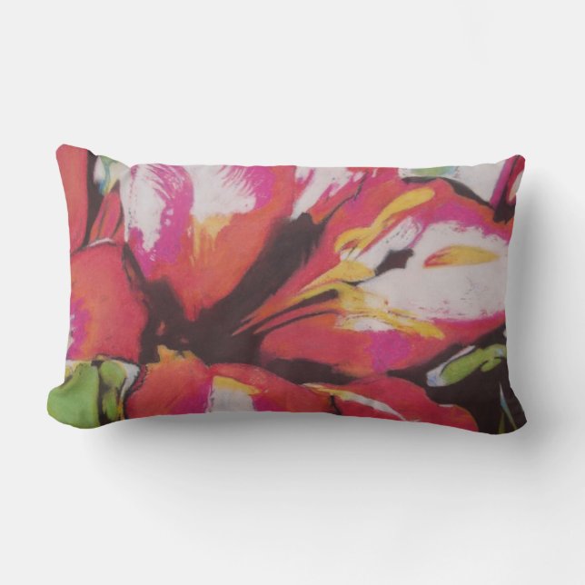 Coussin Rectangle tableau de fleurs abstrait coloré contemporain (Recto)