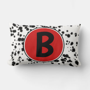 Coussin Rectangle Taches dalmates noires blanches rouges
