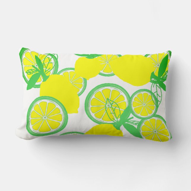 Coussin Rectangle Taie d'oreiller à motif citron vert jaune (Recto)