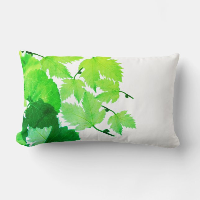 Coussin Rectangle Taie d'oreiller à motif de feuilles de vigne vert  (Recto)